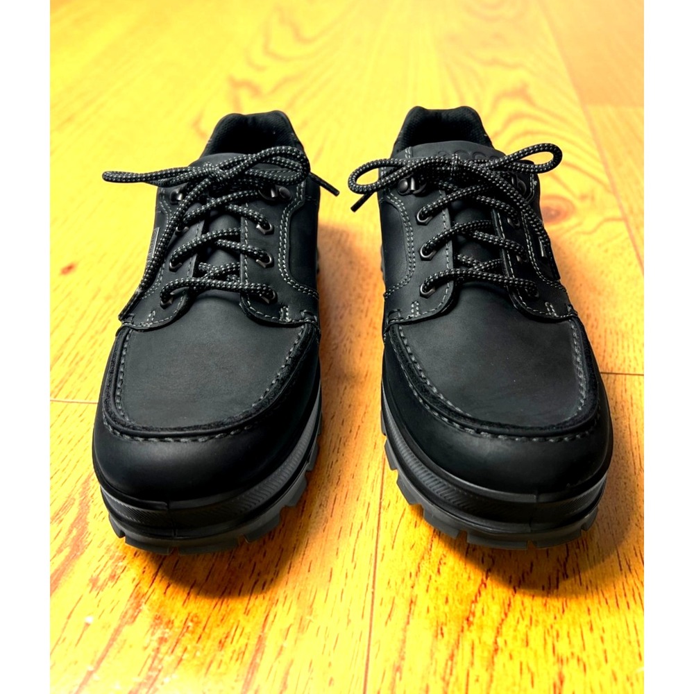 ECCO Track 2 II Low GTX Black Leather Waterproof Shoe Men 41 EU 7 US Casual Work